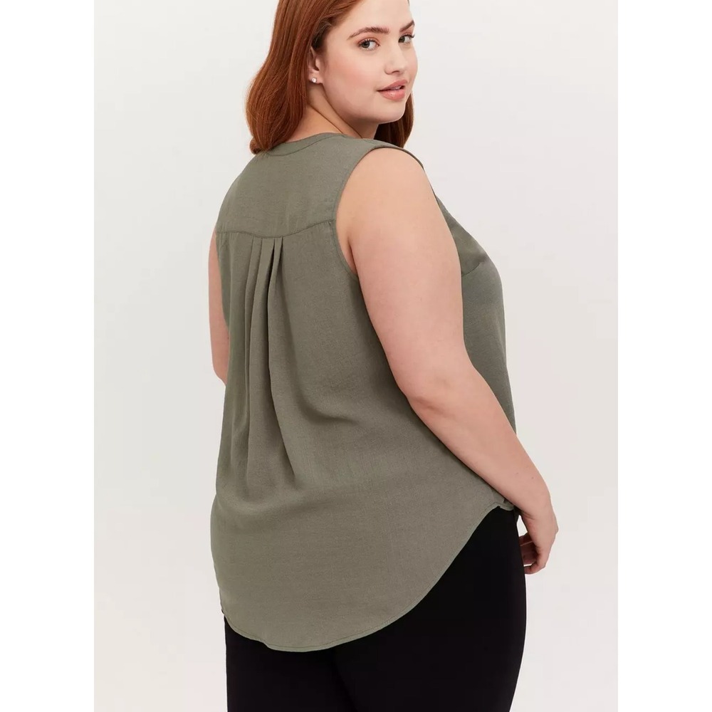 Torrid Harper Gauze Button Front Sleeveless Blouse Size 4X Green - Picture 2 of 7